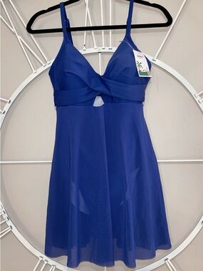 NWT B2Prity Woman’s One Piece Royal Blue Strappy Swimdress